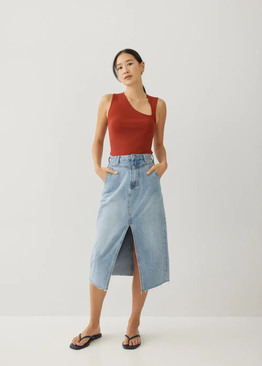 Love, Bonito Work Tops|Tanks & Camis*Zebbie Asymmetric Knit Tank Top