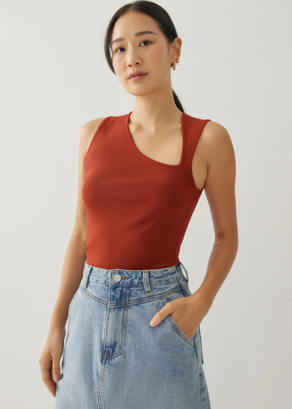 Love, Bonito Work Tops|Tanks & Camis*Zebbie Asymmetric Knit Tank Top