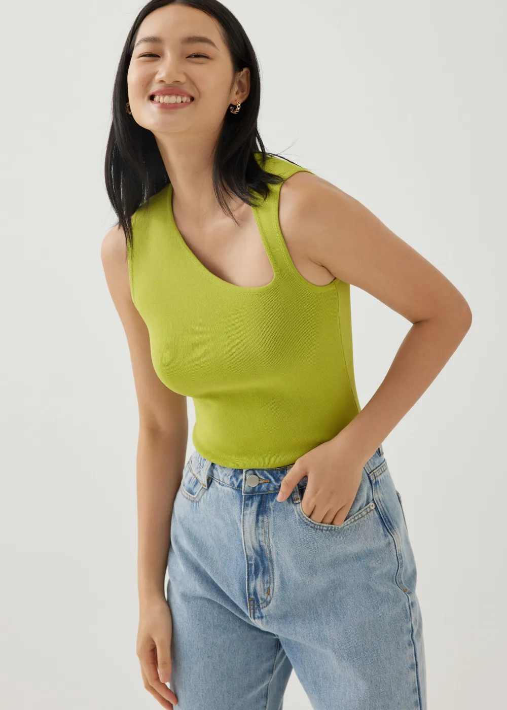 Love, Bonito Work Tops|Tanks & Camis*Zebbie Asymmetric Knit Tank Top