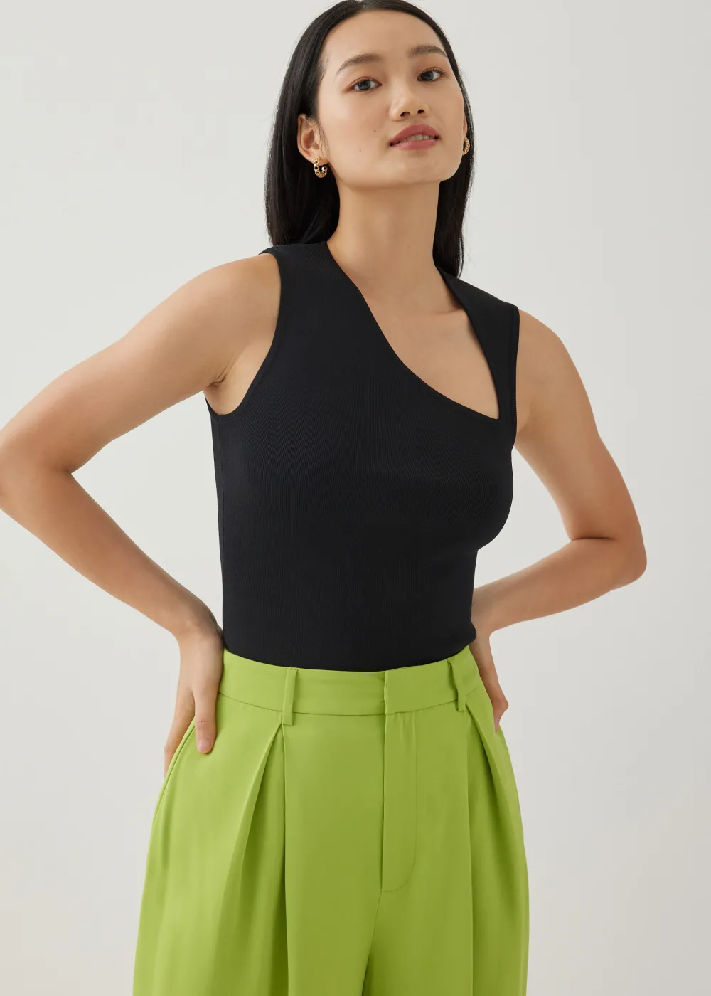 Love, Bonito Work Tops|Tanks & Camis*Zebbie Asymmetric Knit Tank Top