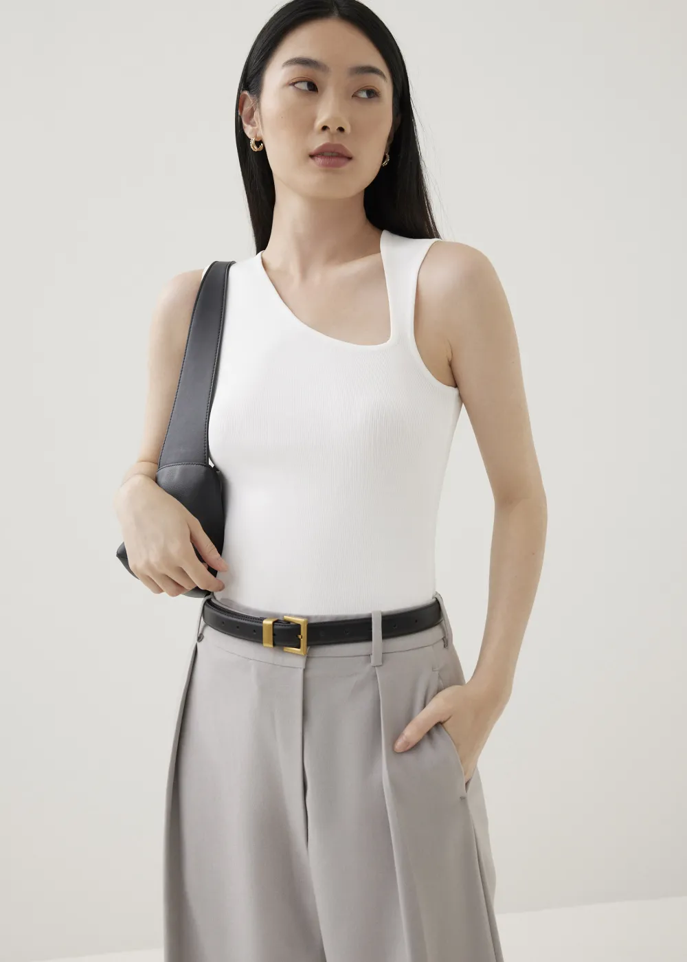 Love, Bonito Work Tops|Tanks & Camis*Zebbie Asymmetric Knit Tank Top