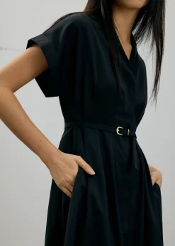 Love, Bonito Work|Dresses*Zhu Belted V-neck Fit and Flare Midi Dress